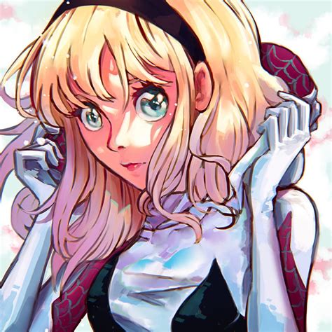 gwen stacy blue eyes|fanart, blonde, blonde hair, blue eyes / Gwen Stacy Anime .